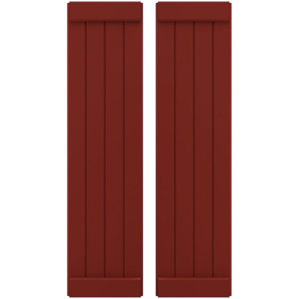 Ekena Millwork Americraft 4-Board Exterior Wood Joined Board-n-Batten Shutters w/ End Batten, ARW103BB414X79MRH, PR ARW103BB414X79MRH - main